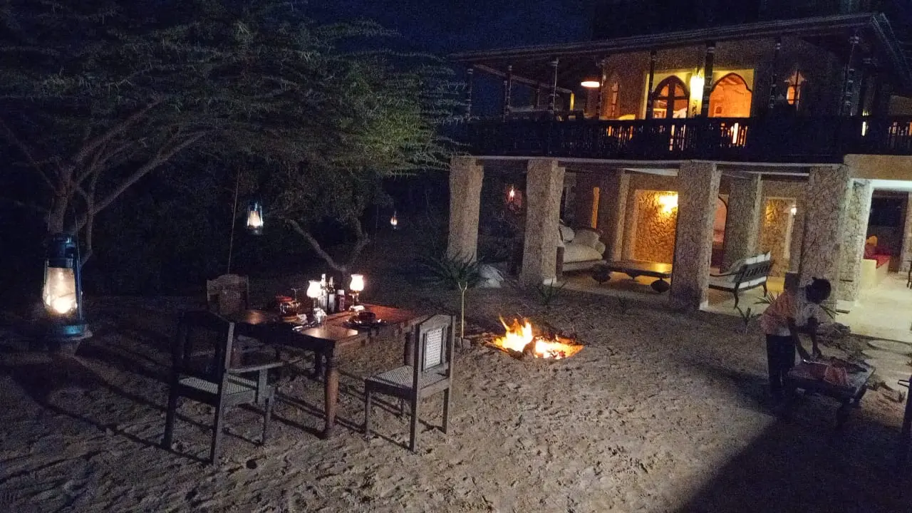 Beachfront evening atmosphere with lanterns