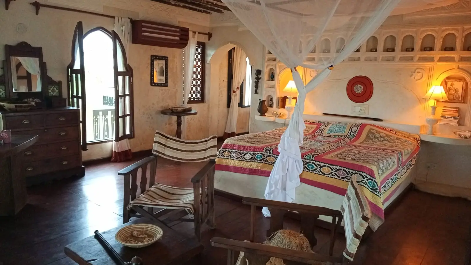 Traditional Swahili bedroom with four-poster bed and authentic decor