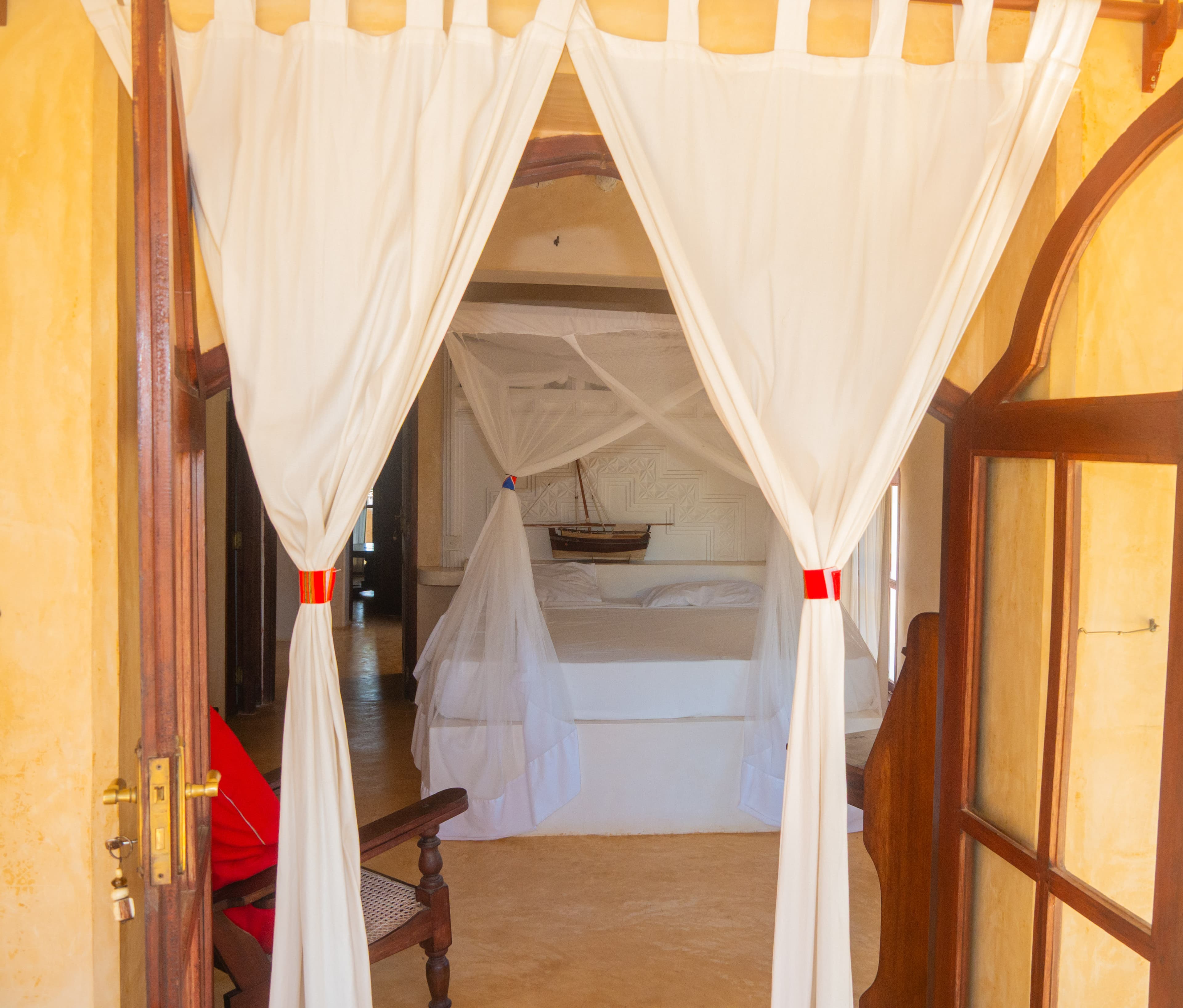 Full bedroom view with furnishings