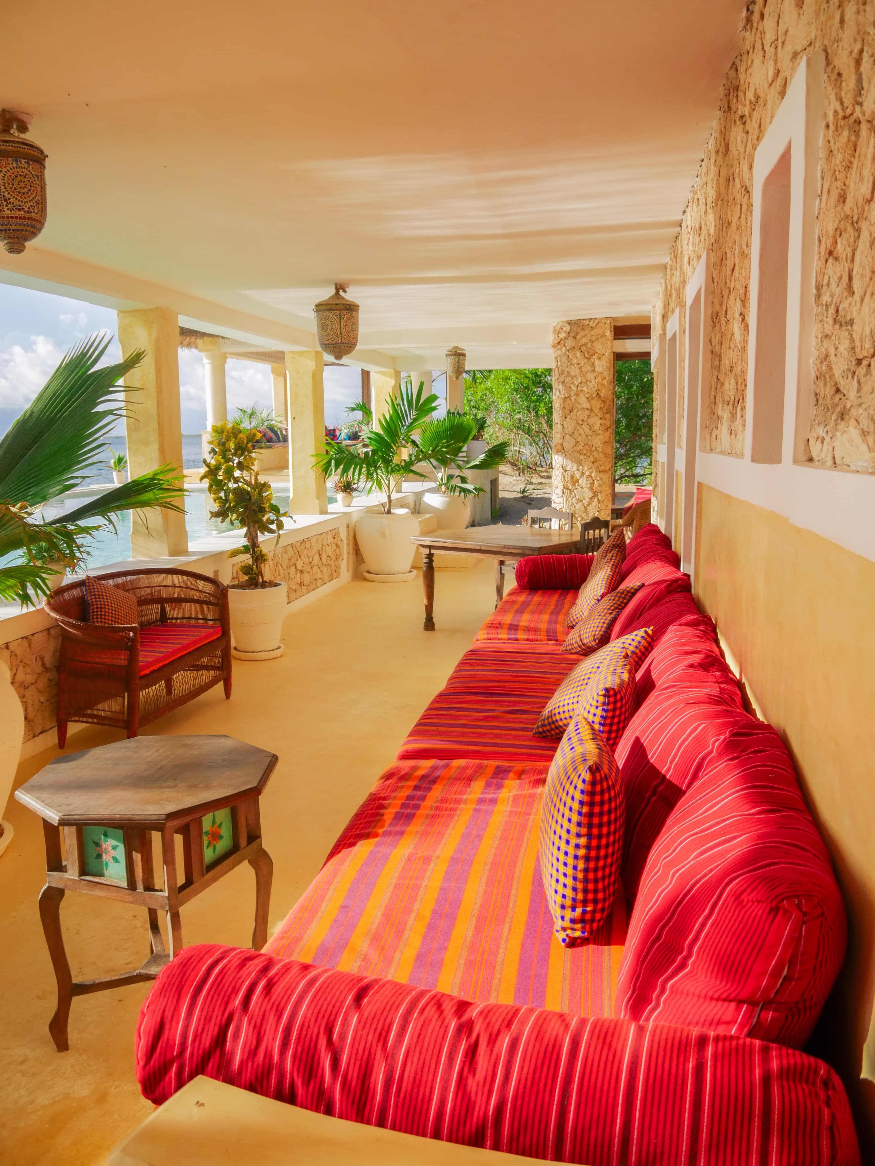 Sitting area next to the pool