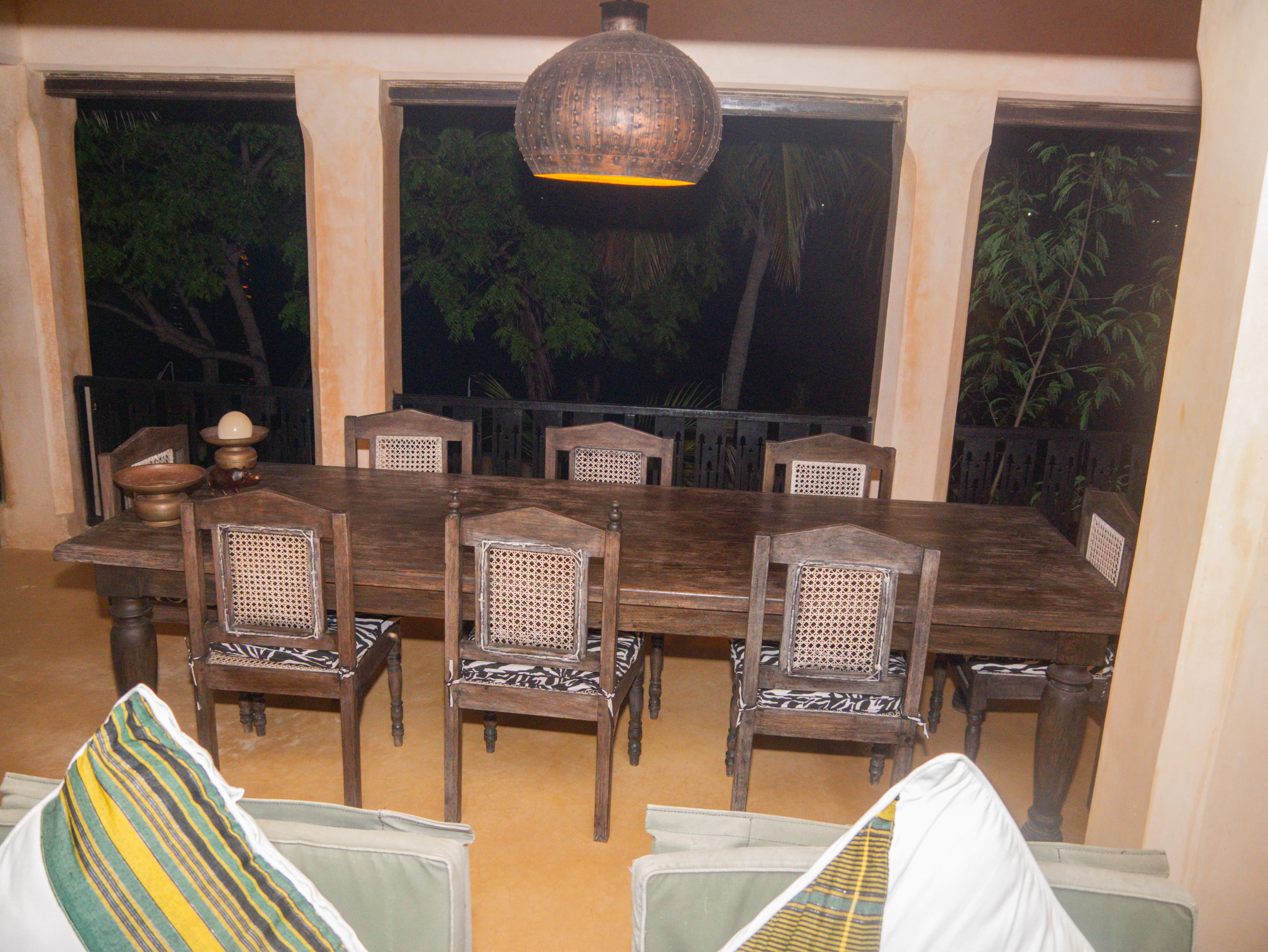 Sitting area at night with ambient lighting
